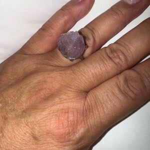 Genuine Lavendar Fluorite Carved Rose Ring💍